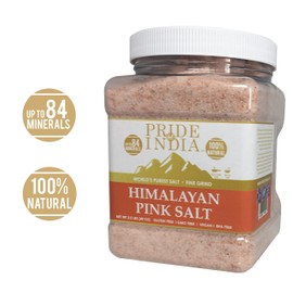 Pride Of India - Pure Himalayan Pink Salt - Enriched w/ 84+ Natural Minerals, Fine Grind 2.2 Pound (35.2 oz.) Jar - Himalayan Salt, Himalayan Pink Salt, Pink Himalayan Salt, Grind Salt, Pure Rock Salt