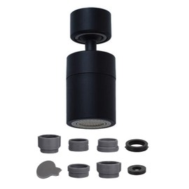 Yesmin Faucet Aerator,360 Swivel Kitchen Sink Faucet Aerator with Adjustable 2 Modes,Kitchen Bathroom Brass Faucet Bubbler Filter for with Adapter Kit-Black