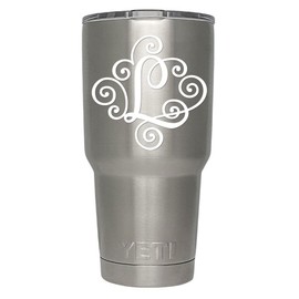 ViaVinyl Monogram die cut decal/sticker. CLICK FOR COLOR/LETTER OPTIONS. AVAILABLE IN FOUR COLORS AND ALL LETTERS A-Z! Great for windows, Yeti and RTIC tumblers, Macbooks and more! (Letter "L", White)