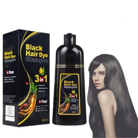 Mikabila 500 ml Shampoo for Black Hair, Instant Hair Shampoo Hair Colour Shampoo for Grey Hair, Natural Hair Dye Shampoo, Natural Black Hair Colour Shampoo 3 in 1 for Men and Women