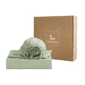 L Linen World 400TC Queen Sheets, Rayon Derived from Bamboo, Cooling Bed Sheets Set,Deep Pocket Up to 16", 4 Pieces Silky Soft, Breathable Bedding Sheets & Pillowcases,Sage Green