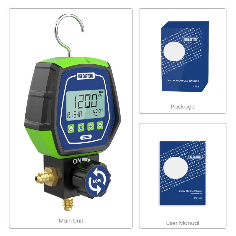 MRCARTOOL HVAC Digital Refrigeration Manifold Gauge Vacuum Pressure Leakage Meter