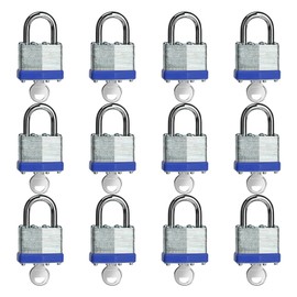 LQYN 12 Pack Laminated Keyed Padlock (1-9/16", 40mm), Keyed Alike Locks, Normal Shackle, Lock for Gym Locker, Luggage, Suitcase, Baggage, Toolbox, Case