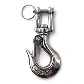 304 Stainless Steel Lifting Hook with Latch Heavy Duty Lifting Safety Hook Rotatable Hook WLL 1000 KG (Pack of 1)