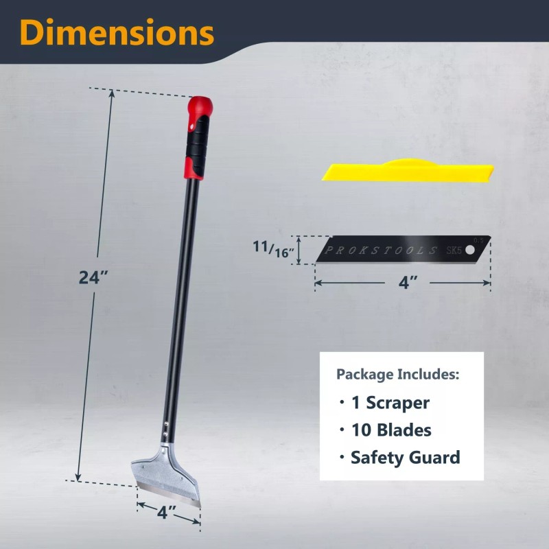 Powertec 24 Inch Heavy Duty Razor Scraper - 4" Wide