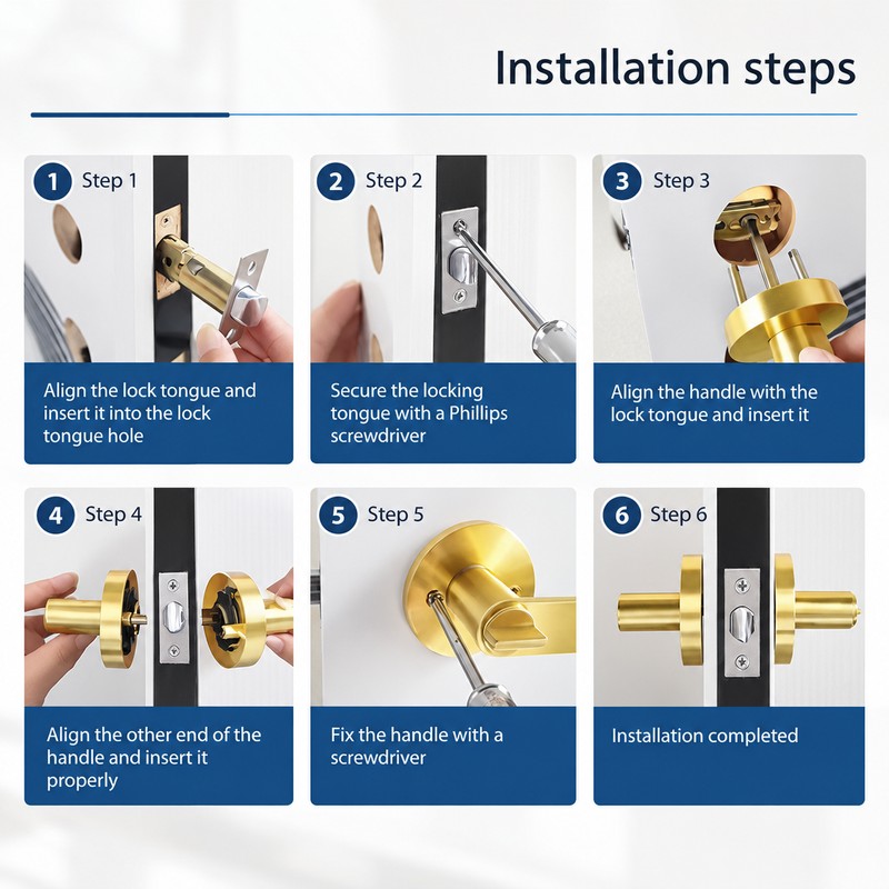 Keyed Door Handle Lock for Bedroom and Living Room Doors