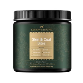 Barrow & Hound - Skin & Coat Support Chews for Dogs – 120 Soft Chews with Fish Oil, Omega 3, Biotin & Zinc – Shiny Coat & Healthy Skin – Chicken Flavor