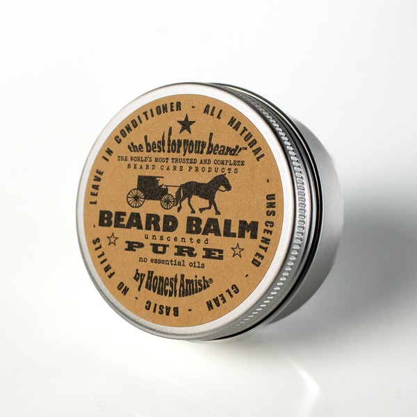 Honest Amish - PURE - Fragrance Free Beard Balm - All Natural - 2 Ounce