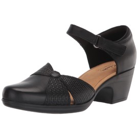 Clarks womens Emily Rae Pump, Black Leather, 5.5 US