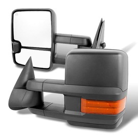 AKKON - Fits 2003-2007 Chevy Silverado Sierra 1500 2500 Power Extendable [Amber LED Signal] Towing Side Mirror Pair Left+Right