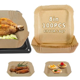 Air Fryer Liners, 100PCS, 8 Inch, Disposable Parchment Paper Sheets Square, Non-stick Airfryer Basket Paper Liners for Baking, Fit for Airfryer Oven Microwave