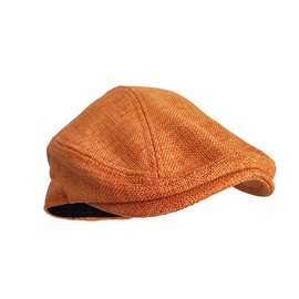 HIQIU Classic Cotton Linen Peaked Caps Men's Summer Sun Hat Breathable Vintage Women's Flat Cap Newsboy Hat, orange