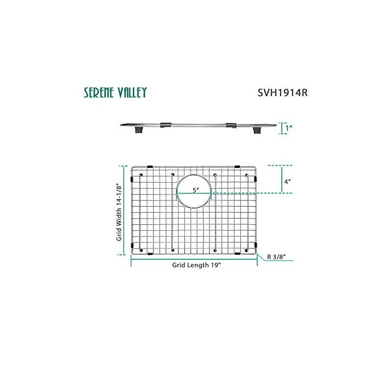 Serene Valley Sink Grid 19" X 14-1/8", Rear Drain with