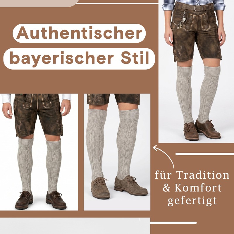 German Wear Traditional Bavarian Knee High Socks, Cable Knit Socks,