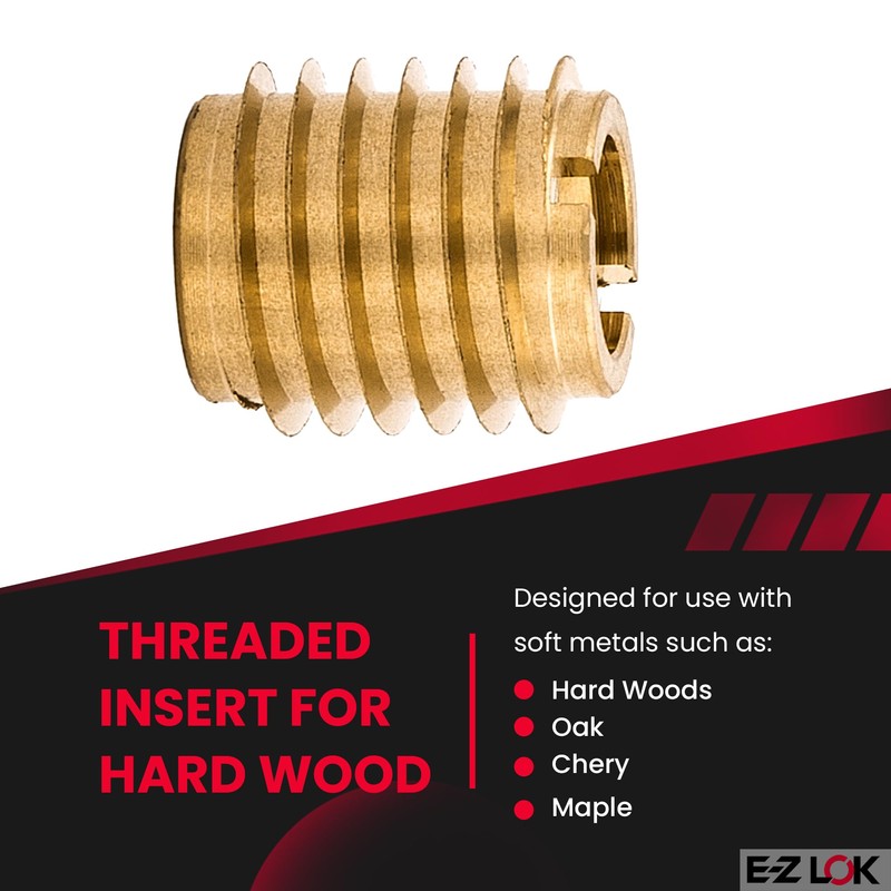 E-Z LOK Knife Threaded Insert for Hard-Wood, Brass Thread Inserts