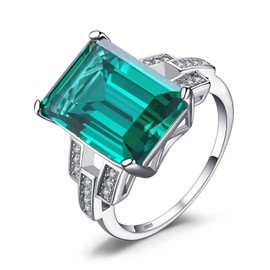 JewelryPalace 5.9ct Emerald Cut Simulated Emerald Ring Women's Green Stone Jewellery Set Engagement Ring Cocktail Ring Silver Rings 925 Women's Ring Silver 925 Cubic Zirconia Women Rose Gold Gold,