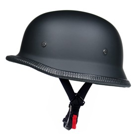 Black Half Helmet, Motorcycle Half Helmet, Retro German Style Helmet, Scooter, Cruiser Chopper Collision Helmet DOT/ECE Certified,L