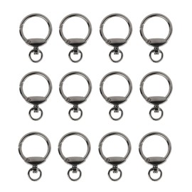 12pcs Round Spring Snap Hooks Swivel Ring Carabiner Clips Eyelet O Rings Buckle for Bags Belts Keychain Purses DIY Accessory (Gun Black)
