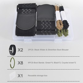 10PCS Boot Blousers Military, 2PC-Upgraded Boot Blousing Straps Nylon Widen & Strenthen Hook & Loop; 8PC-Boot Bands Elastic Straps for Cowboy Boots, Military Army Gardening Biking Ankle Strap