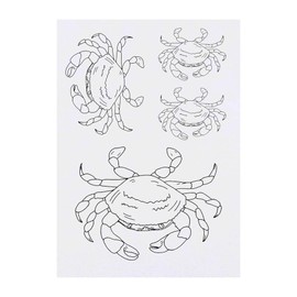 4 x 'Crab' Temporary Tattoos - Water Resistant, Skin-Safe, Non-Toxic Transfers, Mixed Sizes (TO00056004)