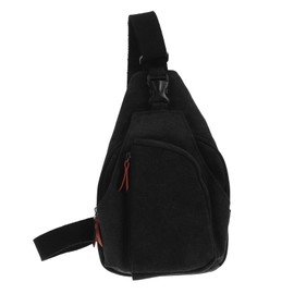 SHOWERORO Men's Canvas Crossbody Sling Bag Black Durable Outdoor Sports Backpack with Multi-pockets for Hiking Camping Travel Comfortable One-shoulder Design