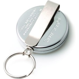 KEY-BAK Original Llavero retráctil con frontal chapado en cromo, clip de cinturón de acero, anillo dividido y fabricado en los Estados Unidos