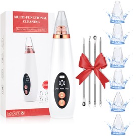 Blackhead Remover Vacuum, Black Head Remover for Face, Blackhead Extractor with 3 Suction Power, 6 Suction Probes, 4 pcs Pimple Popper Tool Kit, USB Interface Type Pore Vacuum for Women and Men