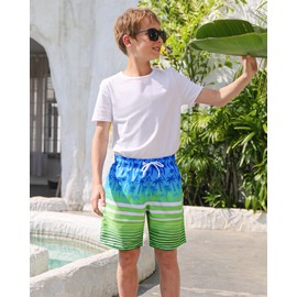 OlyPegic Boys Swim Trunks Size 10-12, Boy Swim Shorts Quick Dry Boys Bathing Suit Swimsuit Swimwear Toddler Kids Beach Board Shorts Youth Running Swimmming Trunks(Coconut Tree)