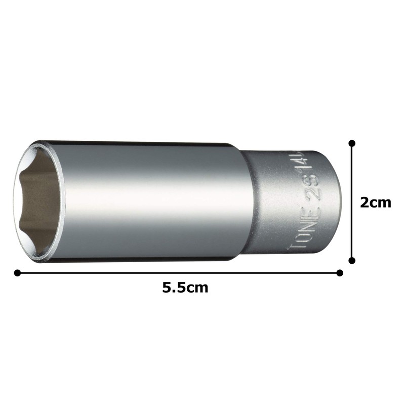 Tone HP2S-14L Deep Socket (6 Angles) Drive Angle 0.25 inch