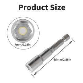 Skweawert 5pcs 1/4" Hexagonal Shank Socket 7mm Magnetic Power Nut Driver Metric 65mm Length Driver Drill Bit Set
