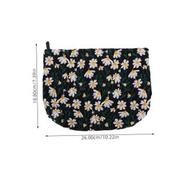 Healvian Floral Embroidered Makeup Pouch Lightweight Canvas Travel Cosmetic Bag with Organized Interior for Toiletries Stylish for Women