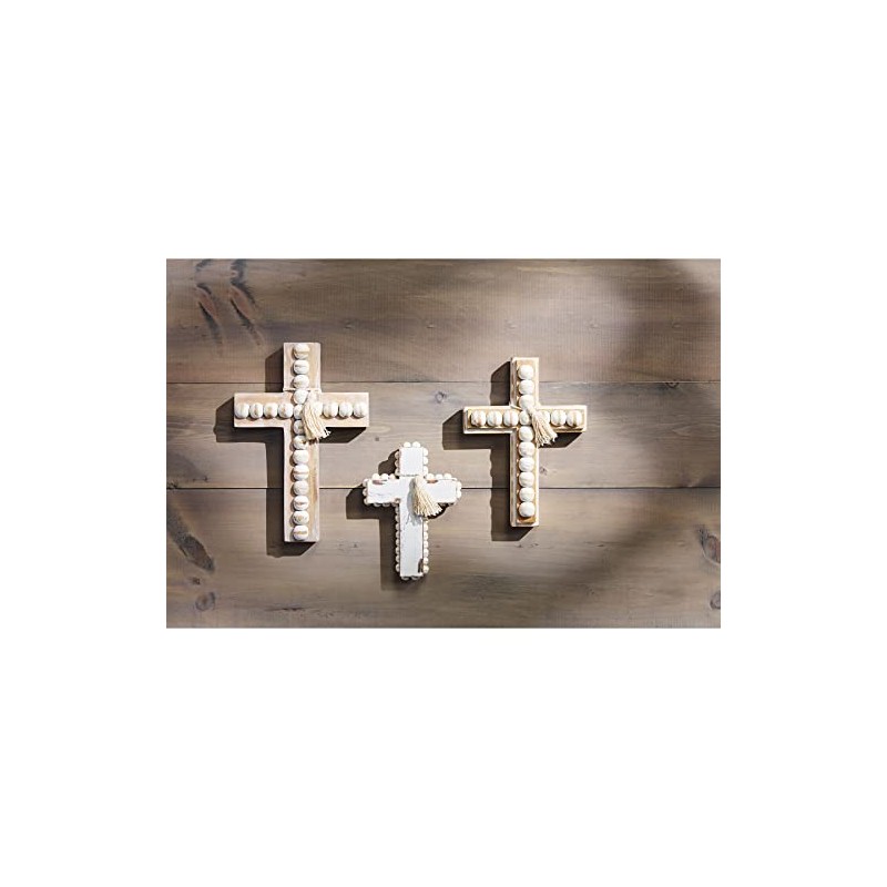Mud Pie Wood Bead Cross, Medium, 8.5" x 6.2"