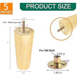 Qodiacl Pack of 4 Furniture Feet, Wood, 12 cm, Wooden Feet, Made of Solid Oak Wood, Cabinet Feet, Table Legs, Furniture Legs, Wooden Legs, Replacement Legs for Furniture, Cabinet, Legs, Couch, Table,