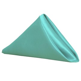 Your Chair Covers - 20 inch Satin Cloth Napkins Turquoise (Pack of 10), Oversized, Hemmed Table Napkins for Restaurant, Bistro, Wedding, Thanksgiving and Christmas