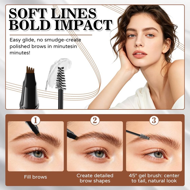 Eyebrow Pencil, 2-in-1, Microblading Eyebrow Pencil, Hair Drawing, 4D Eyebrow