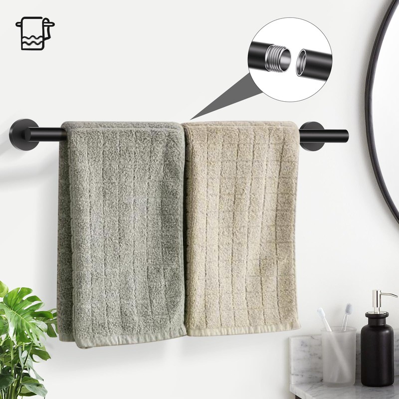 TURS 5-Pieces Matte Black Bathroom Hardware Accessories Set SUS304 Stainless