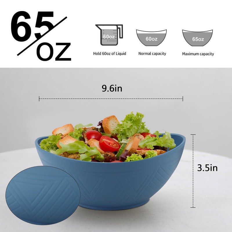 Homienly Wheat Straw Bowl Sets of 6-60oz Large Cereal Bowls,Microwave