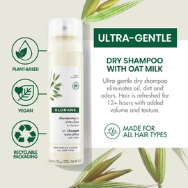Klorane Ultra Gentle Dry Shampoo with Oat+ - Gentle Formula - Instantly Revives Hair and Eliminates Odor, Dirt, and Oils - Hypoallergenic & Vegan - Paraben & Sulfate-Free - 3.2 oz.