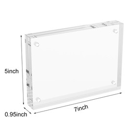 AITEE 5x7 Acrylic Picture Frames 3 Pack, 20% Thicker Block, Clear Picture Frames Freestanding Double Sided Magnetic Acrylic Lucite Frameless Transparent Square Frame Gift for Desktop Display