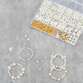 DIY Pearl Bracelet Making Kit-720pcs Real Shell Pearls & Starter Tool Set
