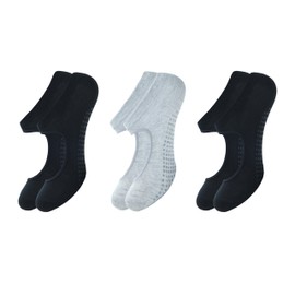 stylFRSH - Calcetines de yoga de algodón suaves y transpirables para comodidad durante todo el día, tamaño 10 a 13, paquete de 3 (MS1006-2B1G-3PK-10TO13), 2 Black 1 Grey, 10-13