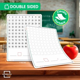 SCRIBBLEDO Dry Erase Number Chart for Students 9”x12” Small White Board Dry Erase Sheets Math Manipulatives 100 Chart for First Grade Classroom Supplies Kindergarten 1st Grade Teacher Pack 10 Sheets