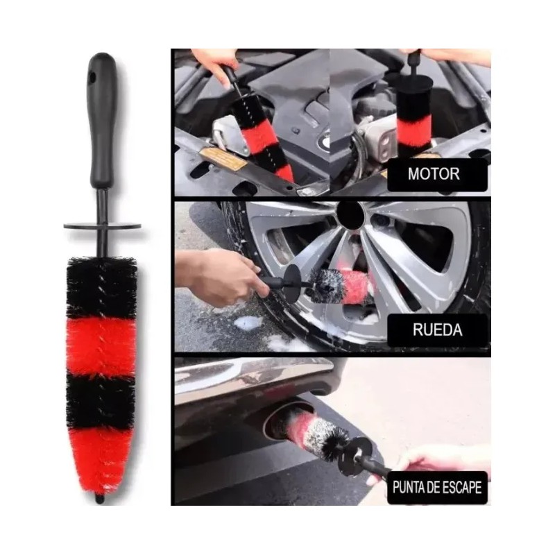 Cepillo Limpiador Rines Motor Cerdas Suaves Largo Flexible