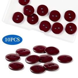 10pcs 15mm Resin Sewing Button,2 Holes Round Craft Decorative Buttons for Coat,Clothes Holiday Decoration DIY Accessories(Dark red 5/8inch)