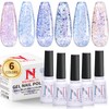 noirwhite 6 Color Glitter Sequins Gel Nail Polish Sparkly Shiny