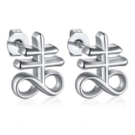 Bandmax Satan Earrings Stainless Steel Baphomet Pentagram / Goat Head / Leviathan Cross Stud Earrings Leviathan Cross Earrings Hanging Earrings Piercing Ear Punk Gothic Jewellery for Men Women, Metal,