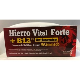 HIERRO VITAL + B12 DIETARY SUPPLEMENT 15 BOTTLES OF 0.51 FL OZ 15 ML Antianemico