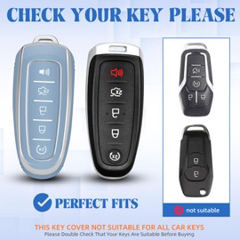 QBUC for Ford Key fob Cover,Soft TPU Car Key Case Protector with Keychain Compatible with Ford C-Max Edge Escape Expedition Explorer Flex Focus Taurus Lincoln MKS MKT MKX Navigator Accessories (Blue)