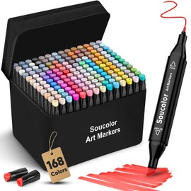 Alcohol Based Marker with Case, 168 Colors Dual Tip Permanent Art Markers for Book Painting Card Making Coloring Illustrations Sketch