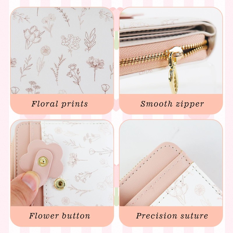 MultiValue Small Wallet for Women, Floral Pattern Cute Wallet with